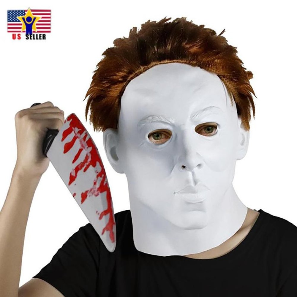 Michael Myers Costume Latex Rubber Head Man Horror Scary Mask Halloween Party